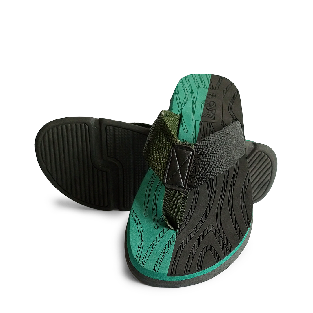 C-A-T high sole flip flop slipper (BLK & GRN )