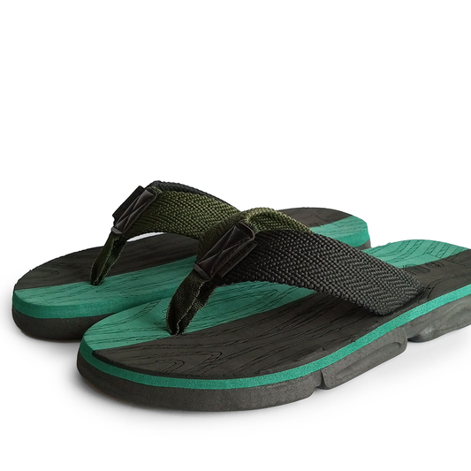 C-A-T high sole flip flop slipper (BLK & GRN )