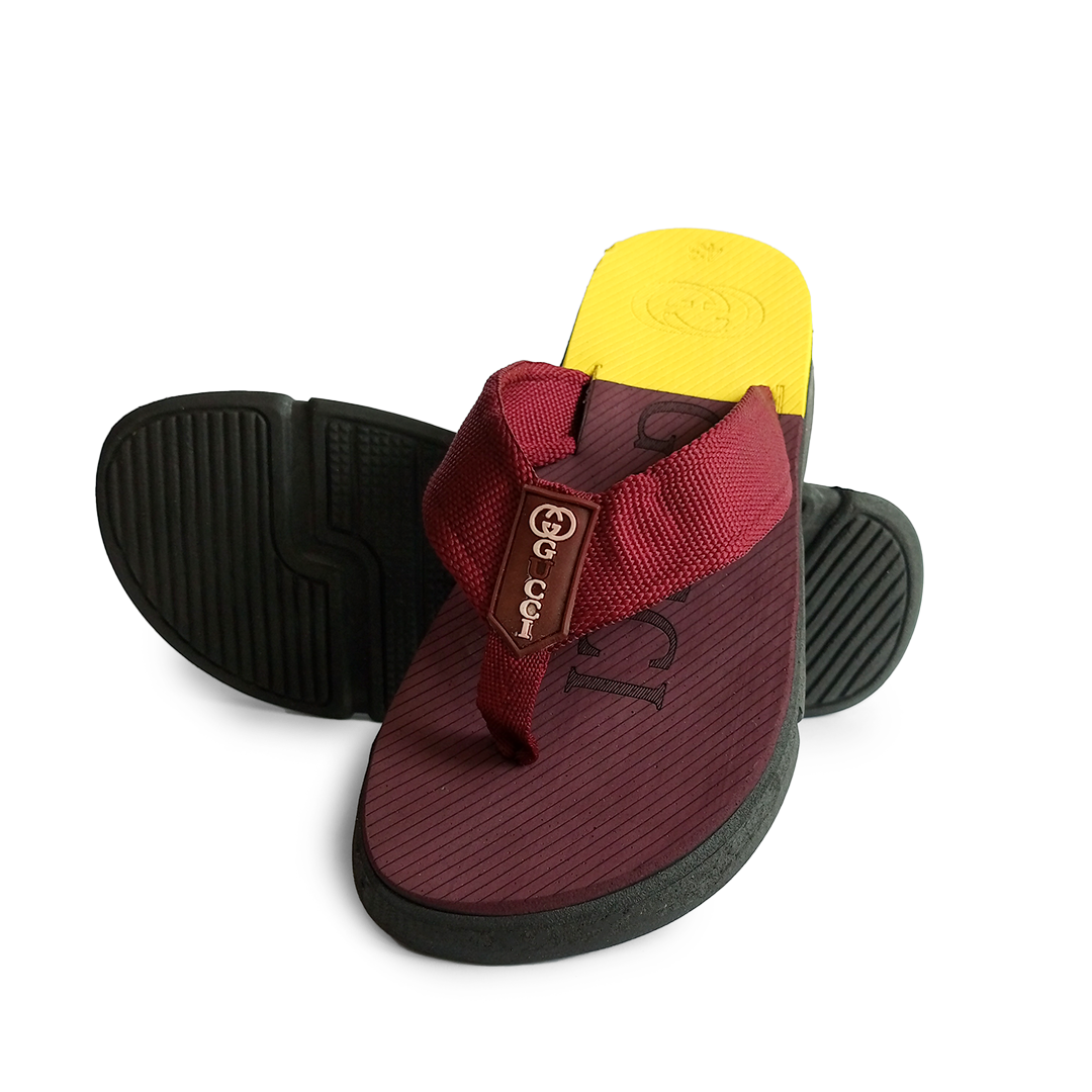 G-u-c-c-i  high sole flip flop slipper ( rd & ylo )