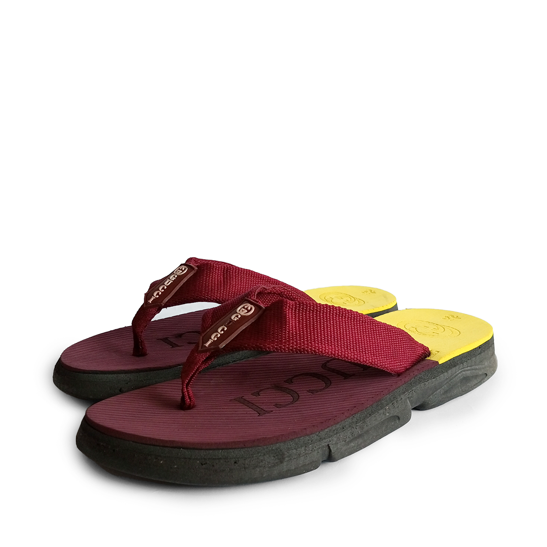 G-u-c-c-i  high sole flip flop slipper ( rd & ylo )