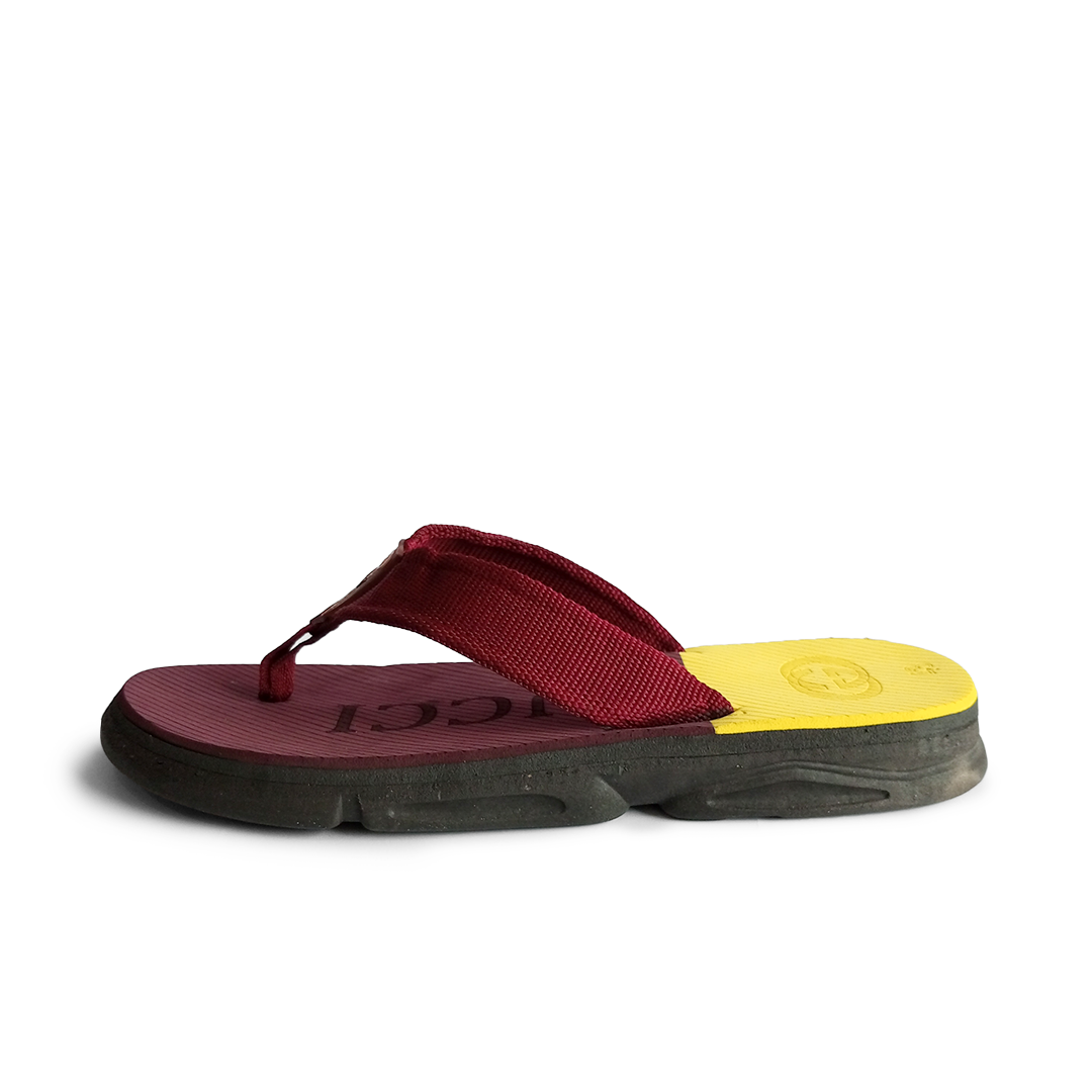 G-u-c-c-i  high sole flip flop slipper ( rd & ylo )