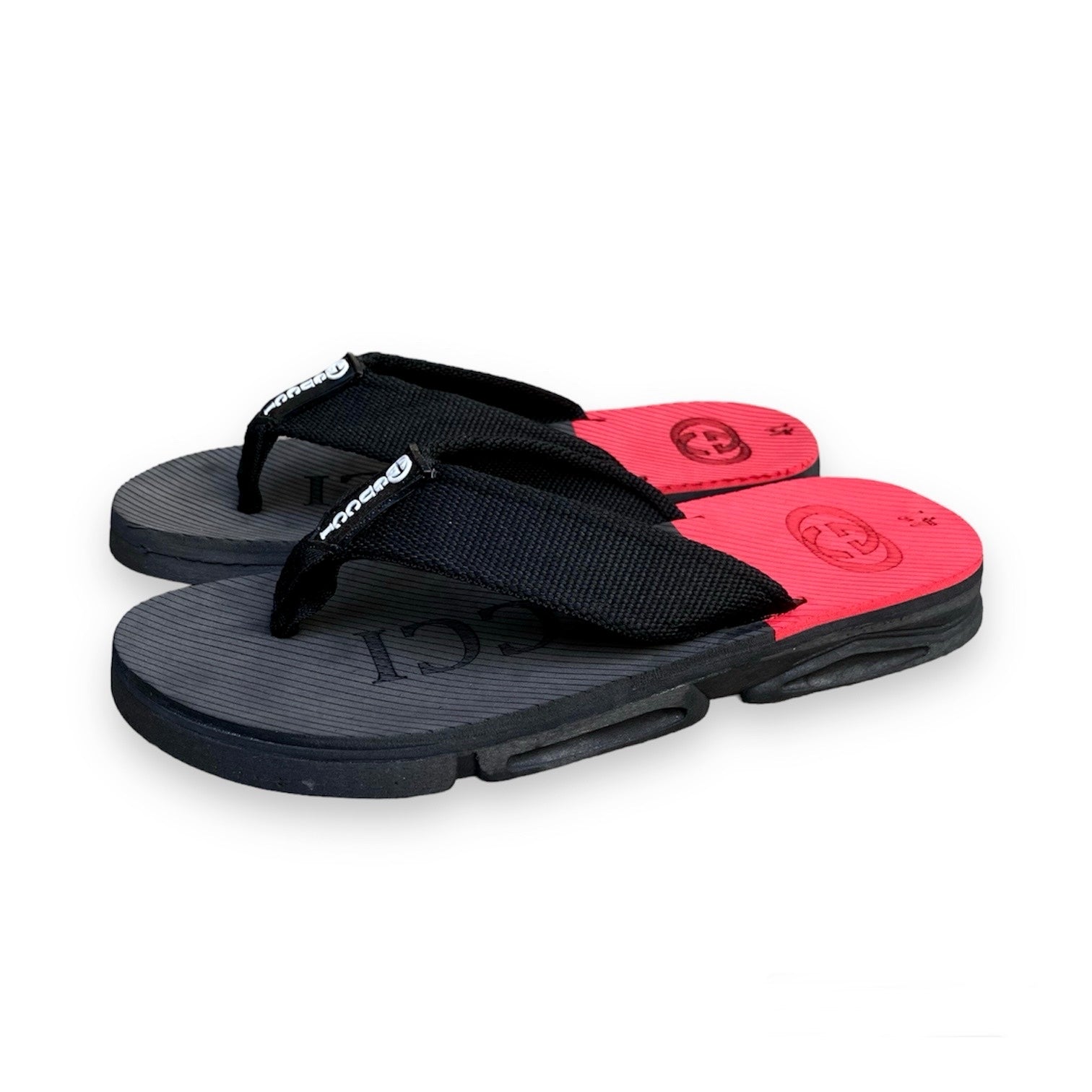 G-u-c-c-i  high sole flip flop slipper (blk&red)