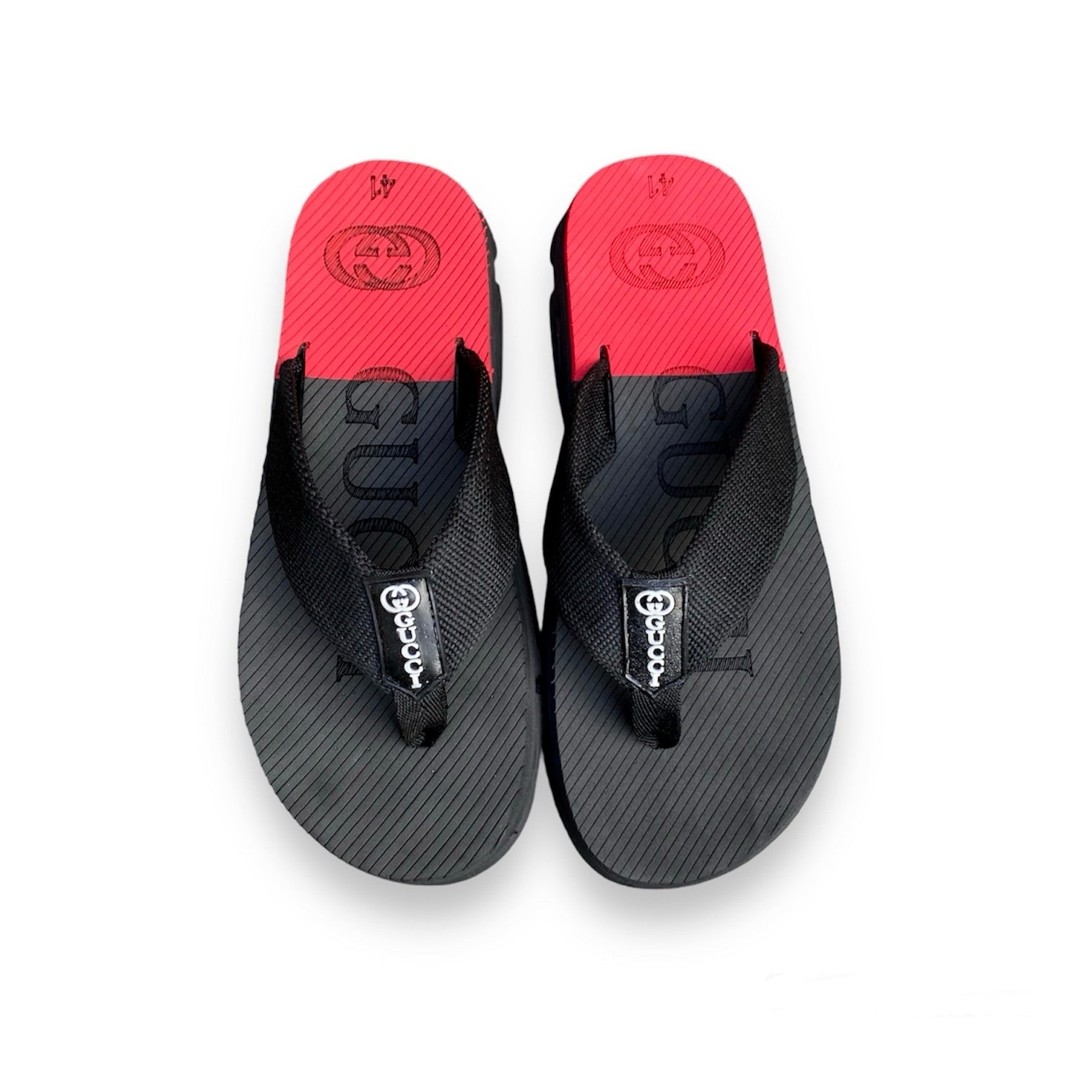 G-u-c-c-i  high sole flip flop slipper (blk&red)