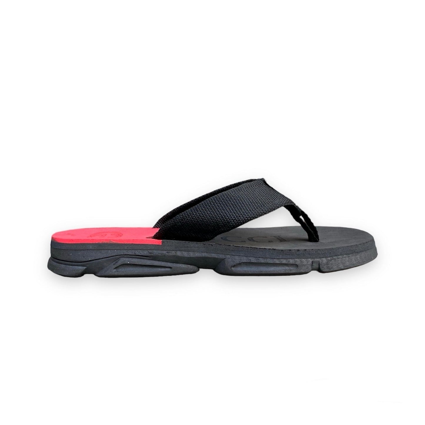 G-u-c-c-i  high sole flip flop slipper (blk&red)