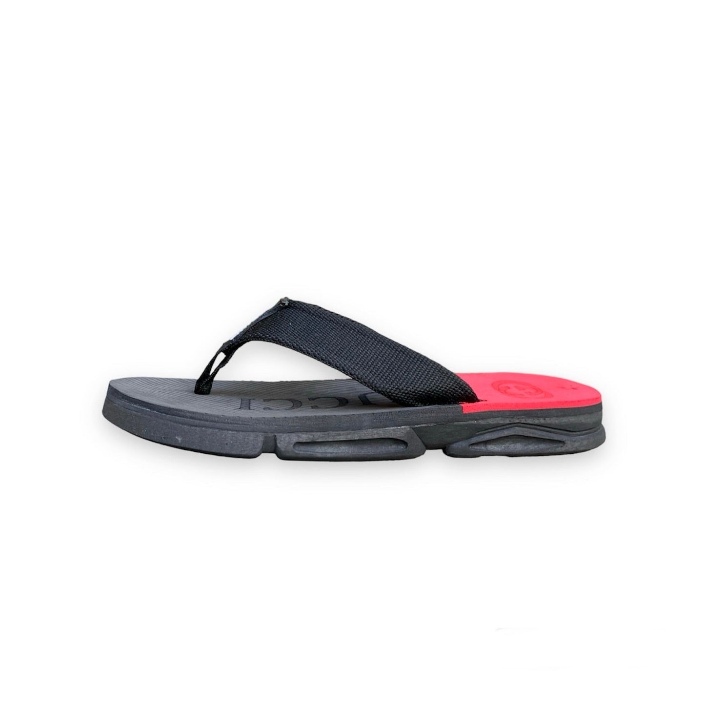 G-u-c-c-i  high sole flip flop slipper (blk&red)