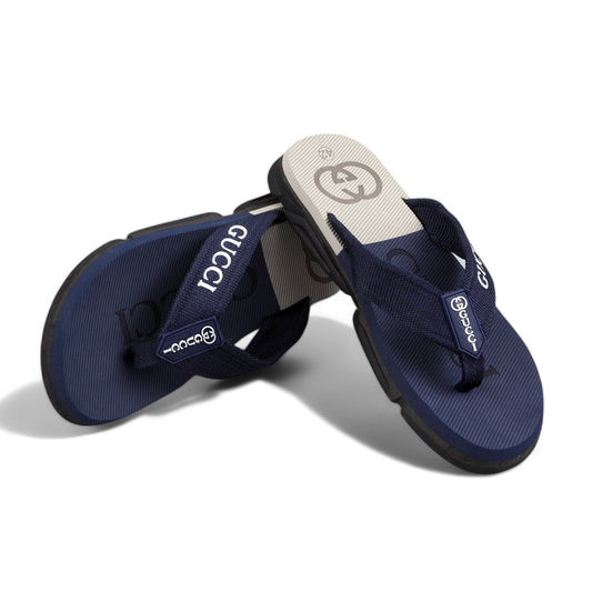 G-u-c-c-i  high sole flip flop slipper (blue&grey)